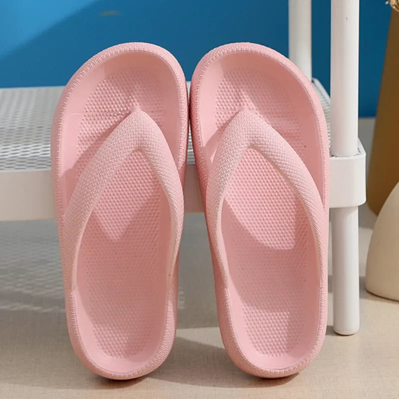 Summer Flip Flops Flat Platform Comfy Women Soft Sole Beach Slippers Fashion Sandals House Bathroom Non-Slip Thick Soled Shoes