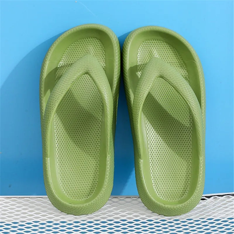 Summer Flip Flops Flat Platform Comfy Women Soft Sole Beach Slippers Fashion Sandals House Bathroom Non-Slip Thick Soled Shoes
