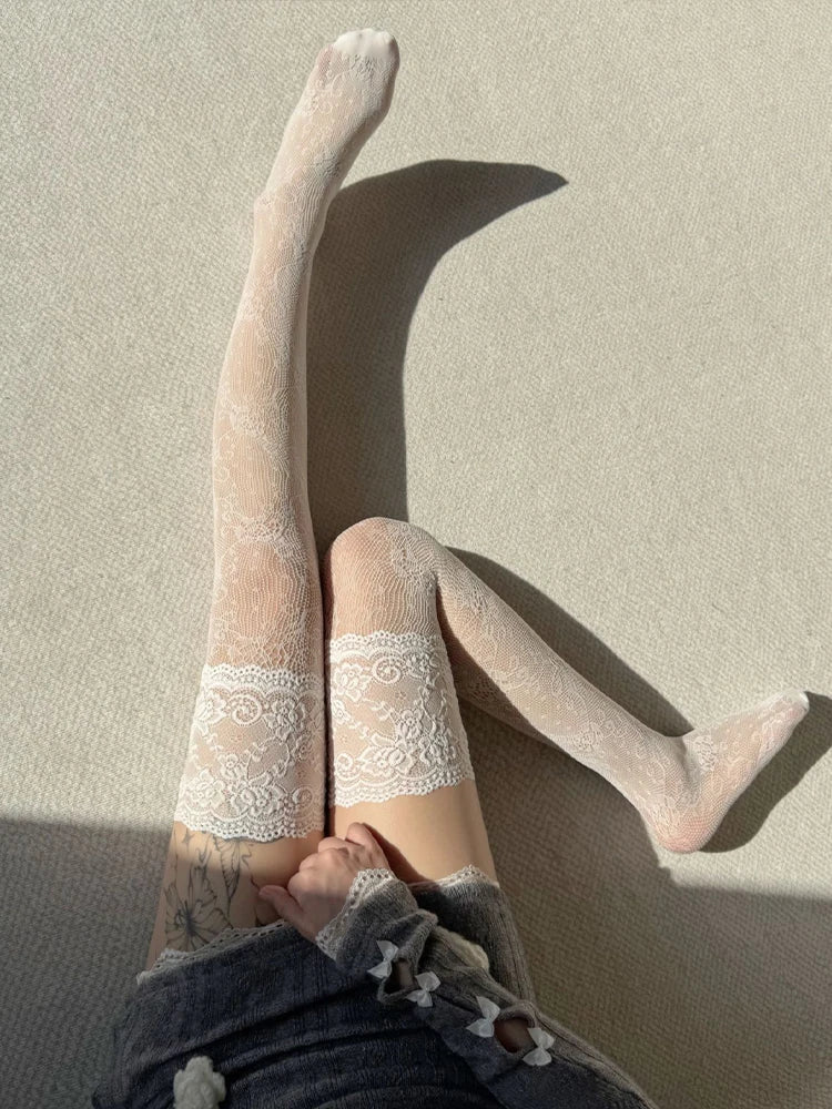 Women sexy Fishnets Socks Lace JK Mesh Lolita Retro Thigh Highs Stockings Woman Spring Summer Casual Long Boots Socks Streetwear