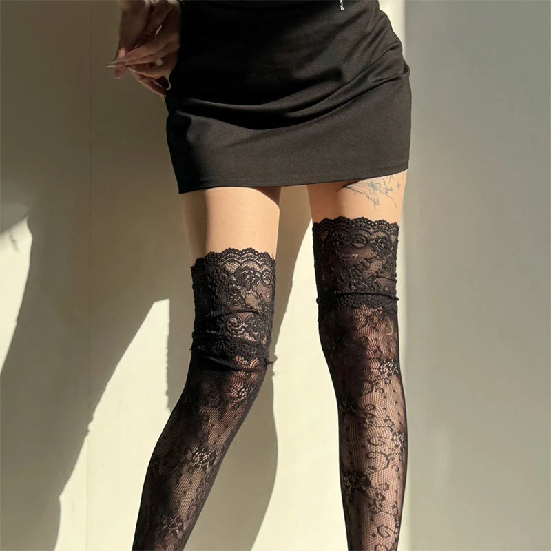 Women sexy Fishnets Socks Lace JK Mesh Lolita Retro Thigh Highs Stockings Woman Spring Summer Casual Long Boots Socks Streetwear